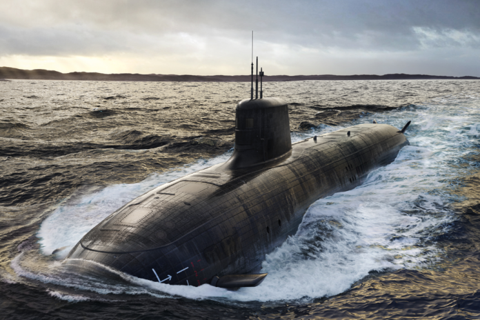 An artist's impression of SSN-AUKUS. MOD Crown Copyright