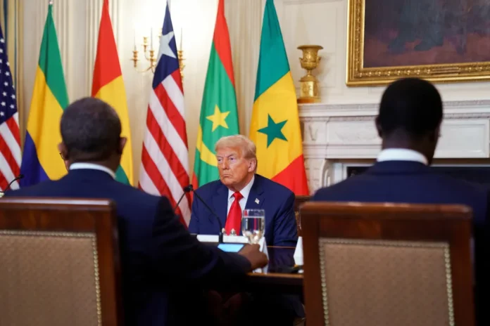 US President Donald Trump attends a meeting with African leaders in Washington, DC, on July 9. Photographer: Will Oliver/EPA/Bloomberg 