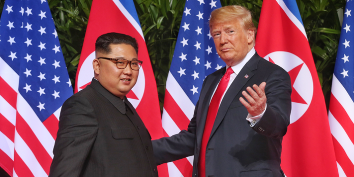 Kim Jong Un and Donald Trump met in Singapore on Tuesday.Kevin Lim/THE STRAITS TIMES