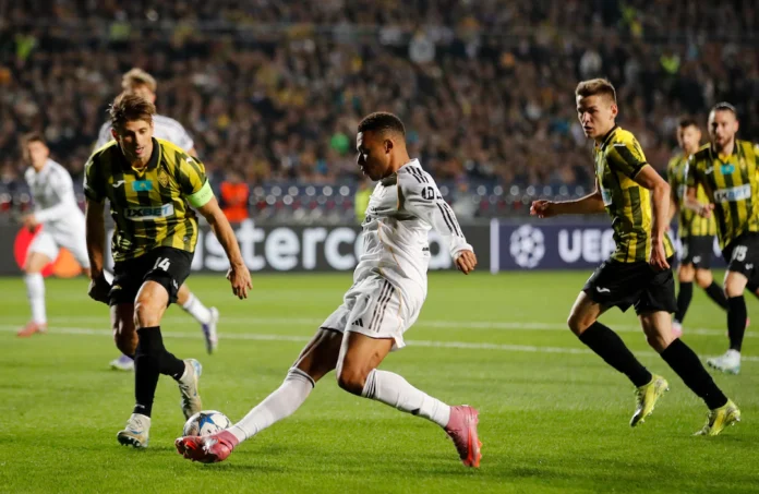 Soccer Football - UEFA Champions League - Kairat v Real Madrid - Central Stadium, Almaty, Kazakhstan - September 30, 2025 Real Madrid's Kylian Mbappe in action REUTERS/Pavel Mikheyev