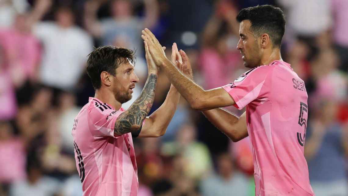 Lionel Messi and Sergio Busquets spent much of their career together, both at Barcelona and now with Inter Miami. Ira L. Black/Getty Images