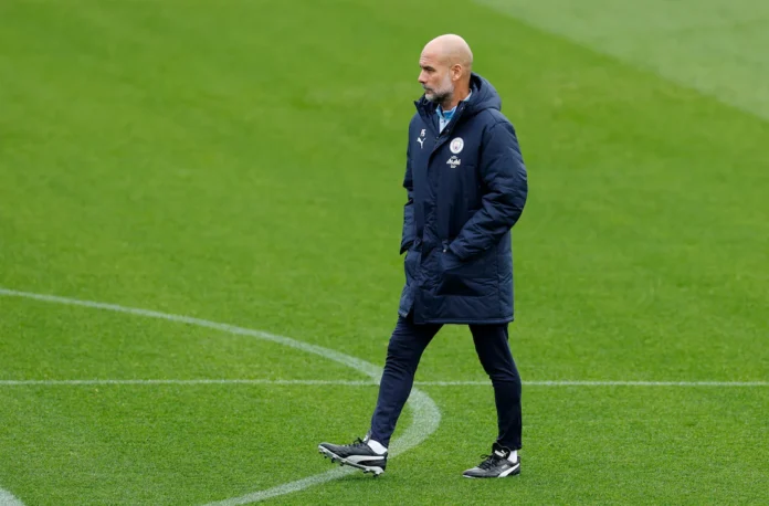 UEFA Champions League - Manchester City Training - Etihad Campus, Manchester, Britain - October 20, 2025 Manchester City manager Pep Guardiola during training Action Images via Reuters/Jason Cairnduff
