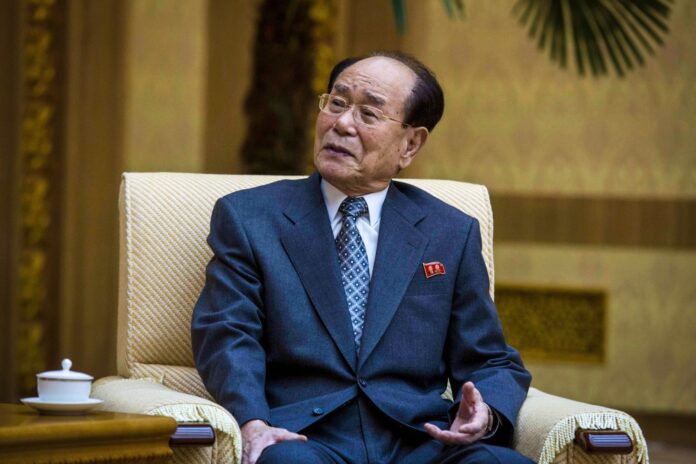 Kim Yong Nam, head of the Presidium of the Supreme People's Assembly of North Korea, speaks with the Associated Press in Pyongyang, North Korea in 2013.David Guttenfelder / AP file