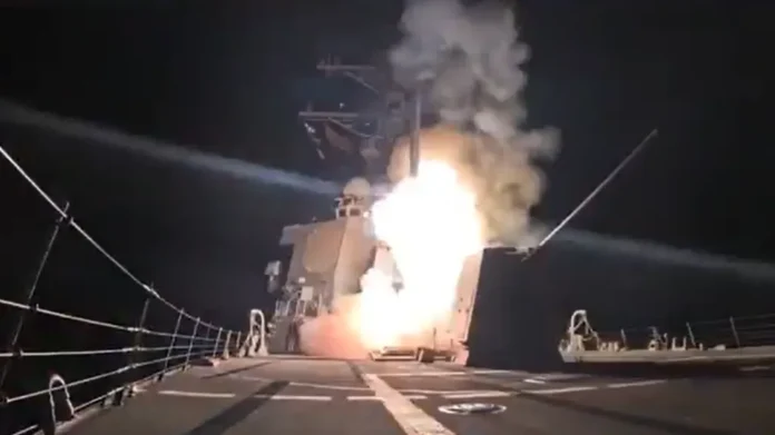 The US defence department posted an unclassified short video that appears to show a missile being launched from a military vessel