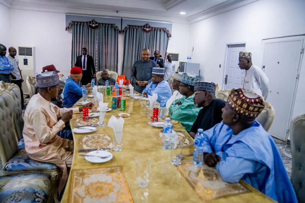 Governor Alex Otti during his visit to detained IPOB leader, Nnamdi Kanu, at the Sokoto Correctional Centre on Sunday, November 30, 2025. Photo: Ferdinand Ekeoma