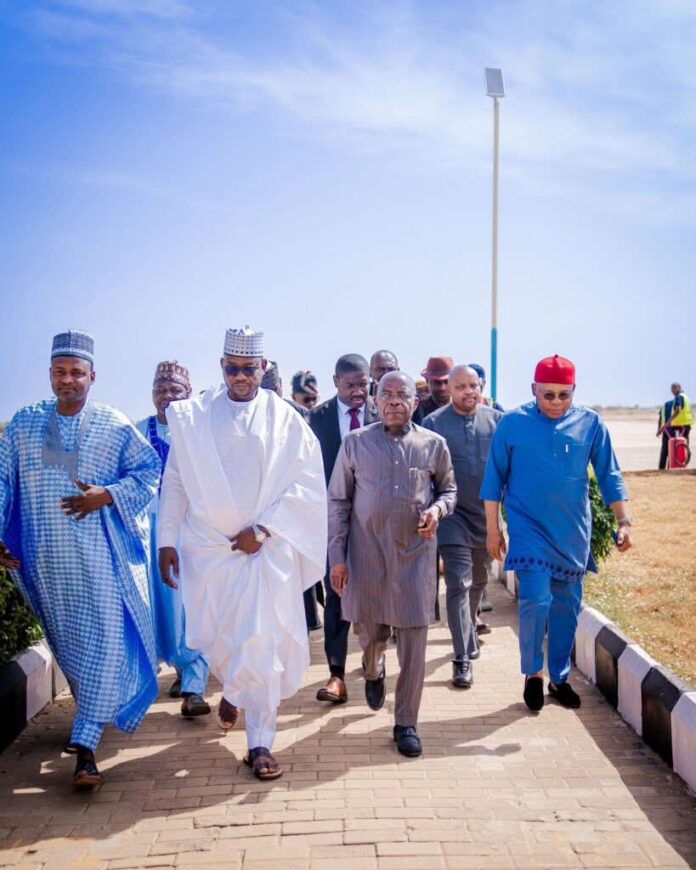 Governor Alex Otti during his visit to detained IPOB leader, Nnamdi Kanu, at the Sokoto Correctional Centre on Sunday, November 30, 2025. Photo: Ferdinand Ekeoma