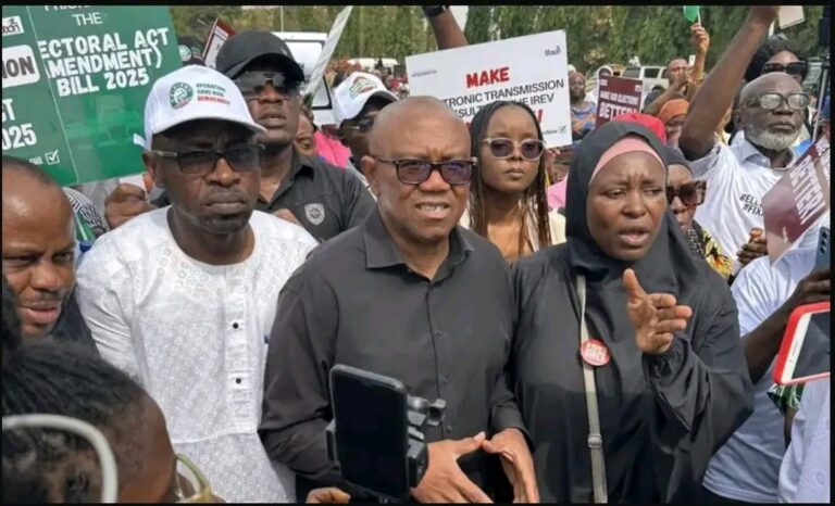Obi Joins Youth Protest at National Assembly Over Electoral Act Amendment