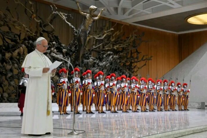 Pope Leo XIV on Wednesday expressed gratitude to the Pontifical Swiss Guard as 28 new recruits