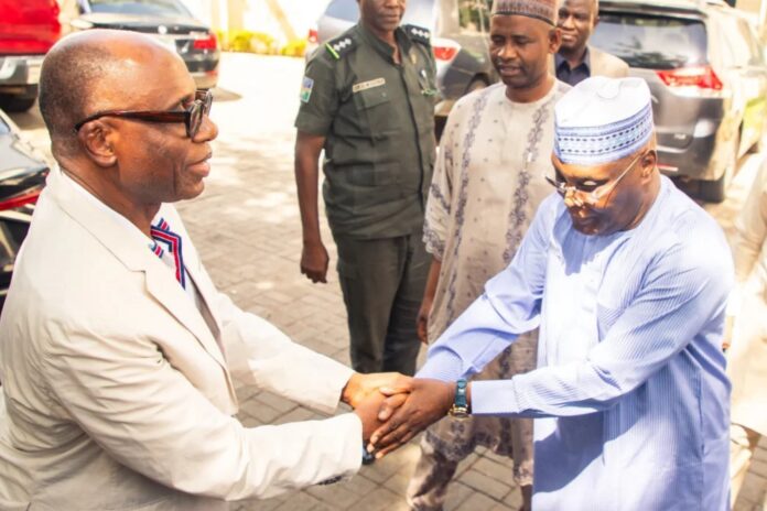 Former Rivers State Governor Rotimi Amaechi visits former Vice President Atiku Abubakar to his Abuja residence. Photo: