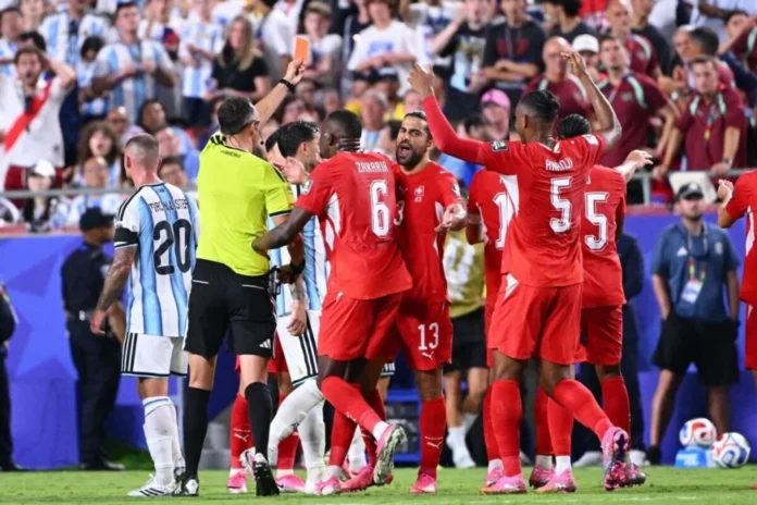 Switzerland striker Breel Embolo should not have been sent off