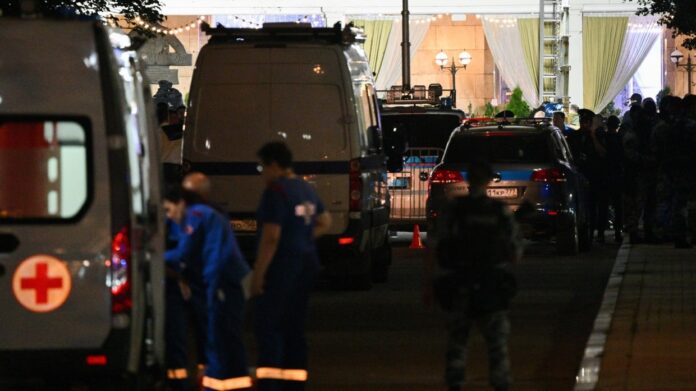 The Russian Embassy in Rome on Monday blamed Ukraine for a deadly weekend bombing at a Moscow restaurant