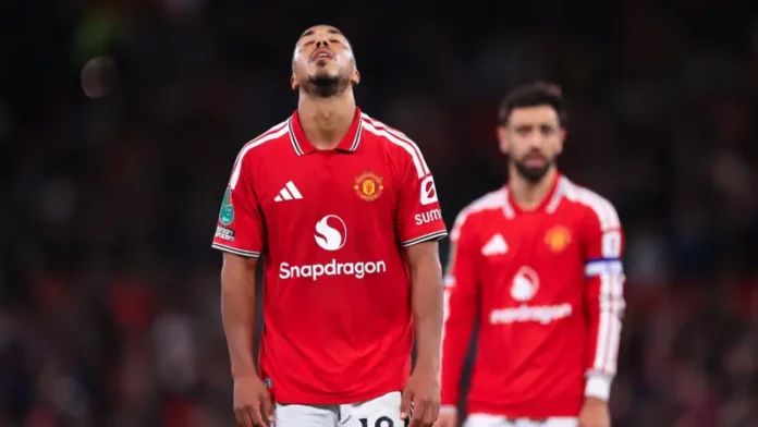 Manchester United's players were left dejected after squandering a 2-0 lead to lose at home for the first time in 50 years