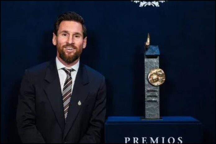 Ex-Argentina captain Lionel Messi receiving the 2026 Princesa de Asturias Award for Sport Photo: Fabrizio Romano